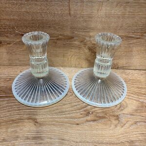 Fenton Ribbed Glass Candle Holders